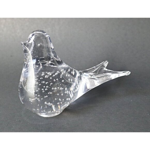 Vintage Murano Glass Bird Dove  Suspended Controlled Bubbles Paperweight Figurin - Picture 2 of 4